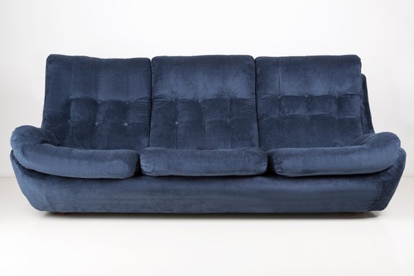 Navy Blue Velvet Atlantis Sofa 1960s