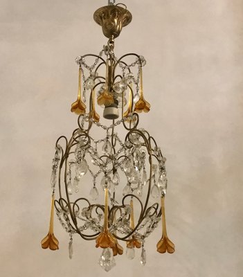 lampara de arana vintage de cristal y murano
