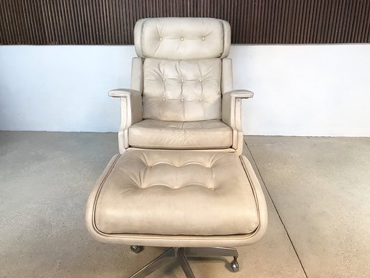 Tufted Leather Lounge Chair Ottoman 1960s For Sale At Pamono