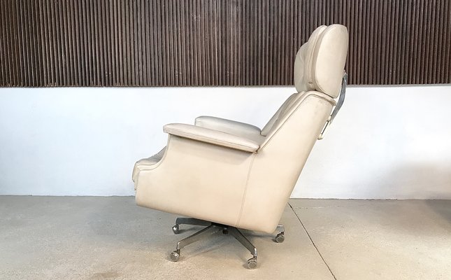 Tufted Leather Lounge Chair Ottoman 1960s Set of 2 for sale at