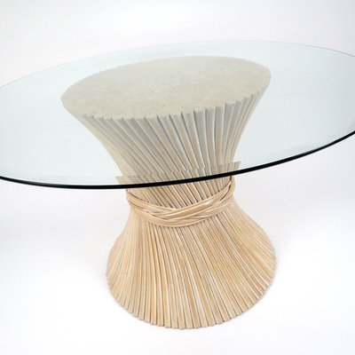 Wheat Sheaf Rattan Dining Table 1970s Wheat Sheaf Rattan Dining Table 1970s