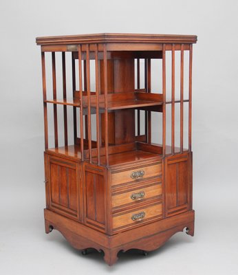 19th Century Walnut Revolving Bookcase For Sale At Pamono
