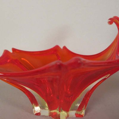 Murano Red Glass Fruit Bowl - Venetian / Murano - Glass