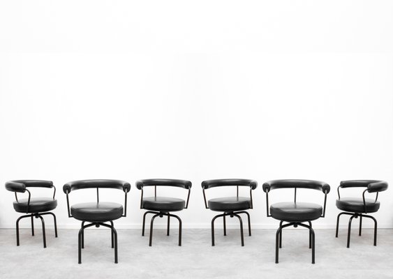 Lc7 Swivel Chairs By Charlotte Perriand Le Corbusier For Cassina 1970s Set Of 6