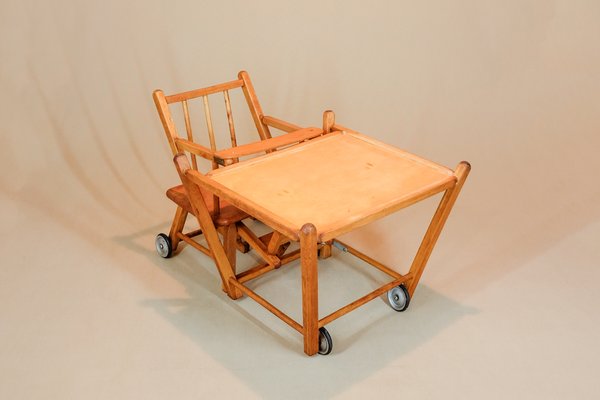 wooden high chair and table