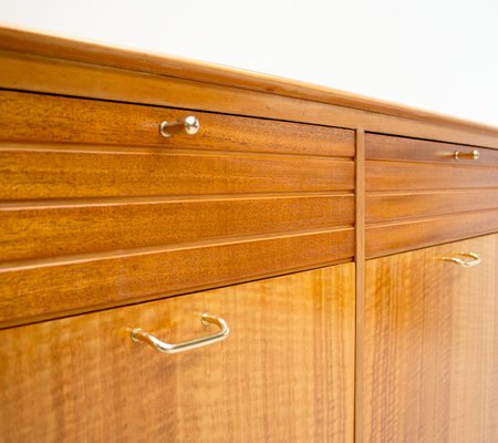 British Tiger Maple And Brass Sideboard 1950s For Sale At Pamono