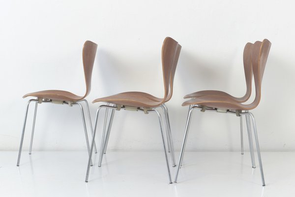 Model 3107 Stacking Chair in Teak by Arne Jacobsen for Fritz