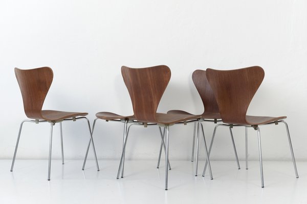 Model 3107 Stacking Chair in Teak by Arne Jacobsen for Fritz