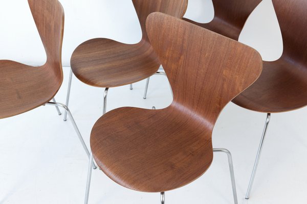 Model 3107 Stacking Chair in Teak by Arne Jacobsen for Fritz