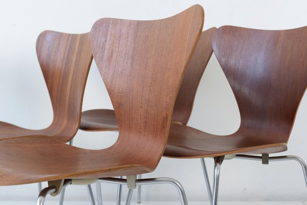 Model 3107 Stacking Chair in Teak by Arne Jacobsen for Fritz