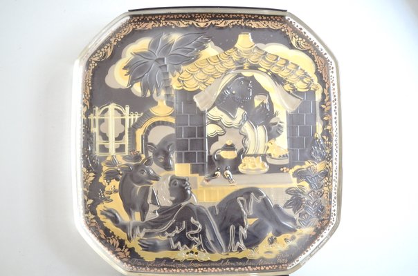 Vintage Glass Wall Plate By Bjorn Wiinblad For Rosenthal For Sale