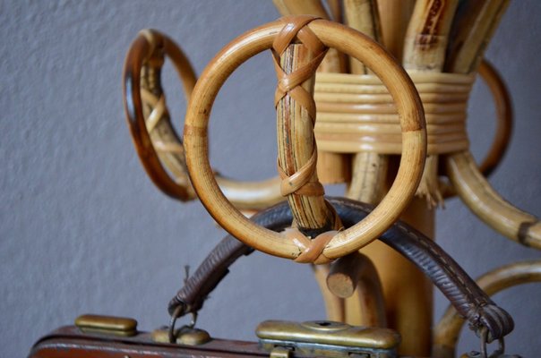 Vintage Bohemian Rattan & Bamboo Coat Rack Vintage Bohemian Rattan & Bamboo Coat Rack