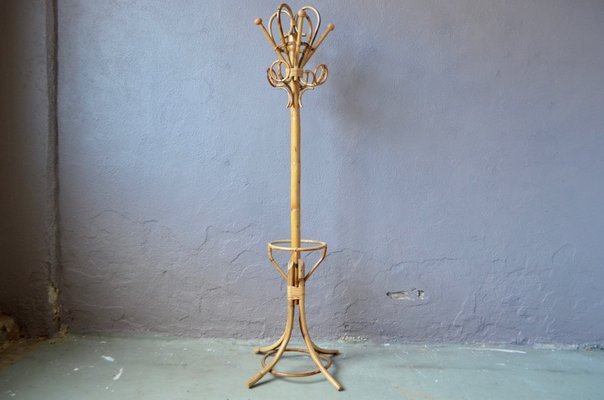 Vintage Bohemian Rattan & Bamboo Coat Rack Vintage Bohemian Rattan & Bamboo Coat Rack