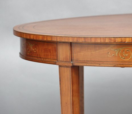 Antique Oval Satinwood Side Table On Wheels For Sale At Pamono