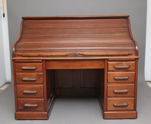 Antiker Schreibtisch Aus Nussholz Mit Rollverdeck 1910er Bei