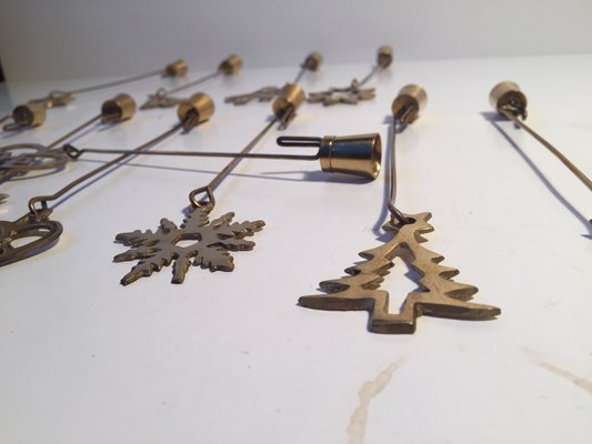 Vintage Danish Christmas Tree Candleholders In Brass 1980s Set Of 14 For Sale At Pamono