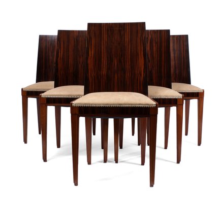 Chaises De Salle A Manger Art Deco Macassar Noirci 1930s Set De