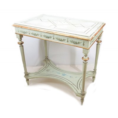 Antique Green Lacquered Console Table With Gold Decorations For
