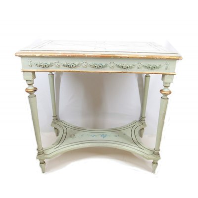 Antique Green Lacquered Console Table With Gold Decorations For Antique Green Lacquered Console Table