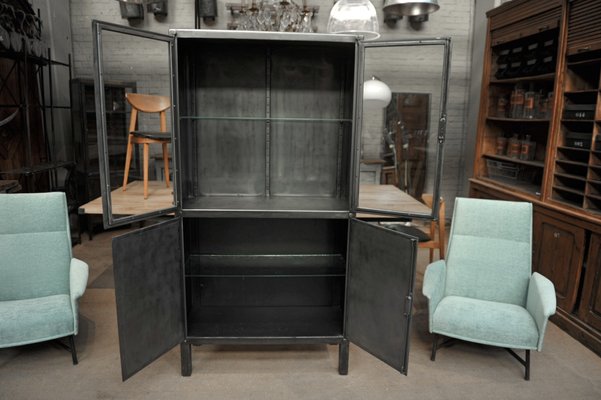 Metal Vitrine With 4 Doors 1950s