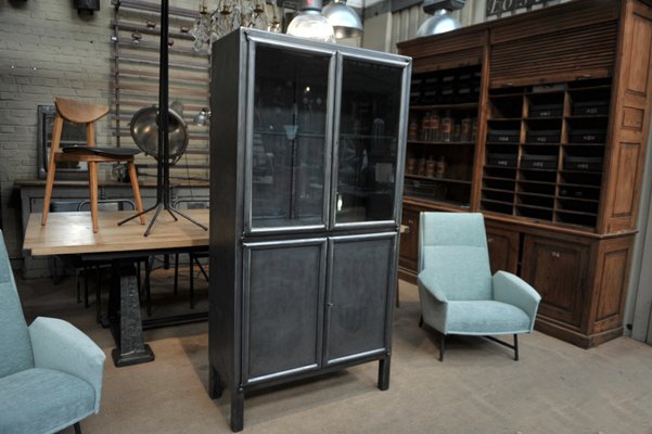 Metal Vitrine With 4 Doors 1950s