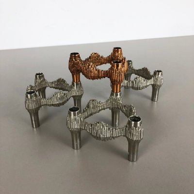 German Metal Moldular Candleholders from Quist, 1970s, Set of 4 for sale at Pamono