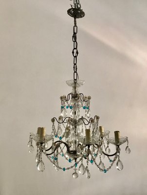Antique Crystal Chandelier With Blue Beads For At Pamono Blue Crystal Beads For At Pamono