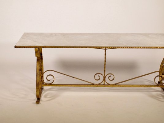 Wrought Iron Console Table 1930s, Antique French Iron Coffee Table