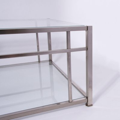 Large Glass And Chrome Coffee Table 1970s For Sale At Pamono