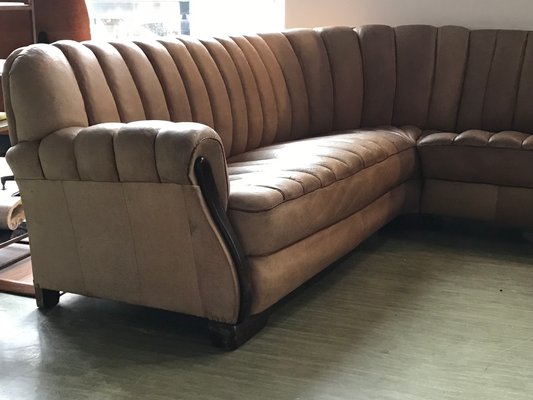 German Leather Corner Sofa 1920s