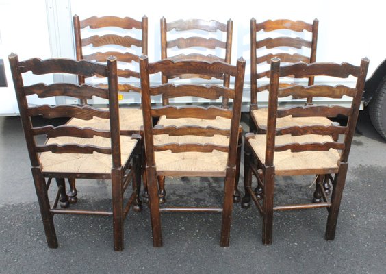 Oak Ladderback Dining Chairs 1940s Set Of 6 For At Pamono Oak Ladderback Dining Chairs 1940s