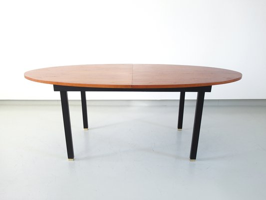 Extendable Oval Dining Table With Teak Top And Br Feet 1960s For Extendable Oval Dining Table With Teak Top And Br Feet 1960s 1