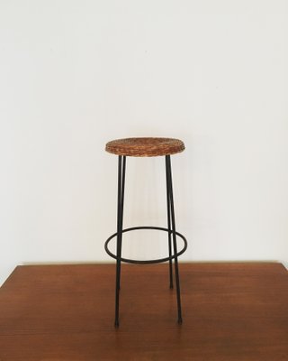 Bar Stool With Wicker And Iron Seat, 24 Inch Backless Metal Bar Stools Uk