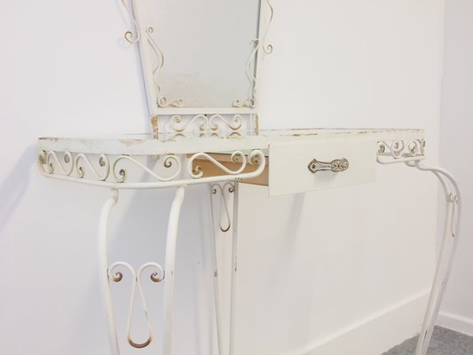 Mid Century Wrought Iron Dressing Table With Stool For Sale At Pamono