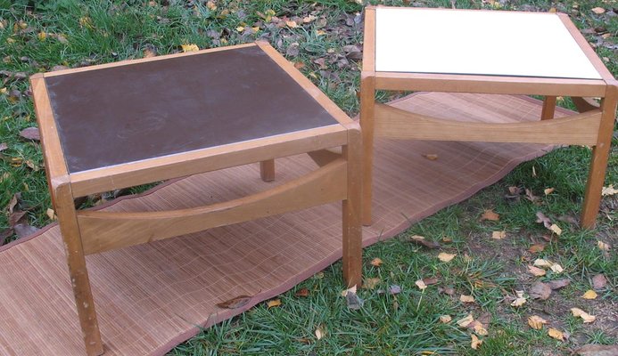 Vintage Bi Colored Reversible Square Coffee Tables Set Of 2 For Vintage Bi Colored Reversible Square Coffee Tables Set Of 2