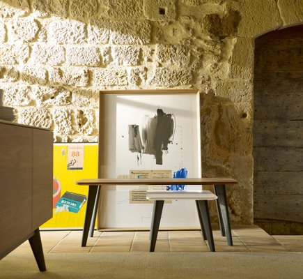 Short Iscla Coffee Table With Cream Lacquered Top Natural Oak Feet By Henri Tujague Short Iscla Coffee Table With Cream Lacquered Top Natural Oak Feet By Henri Tujague