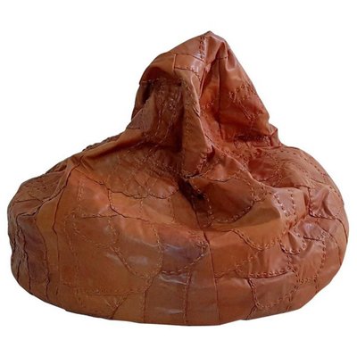 Leather Patchwork Bean Bag Chair 1970s Leather Patchwork Bean Bag Chair 1970s