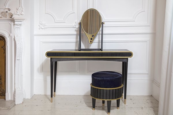 slim fit dress slacks Miami 3 Drawer Black and Gold Dressing Table Including Mirror  Time4Sleep