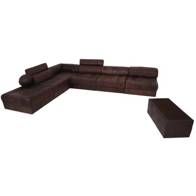 Vintage Ds88 Modular Brown Leather Patchwork Sofa From De Sede