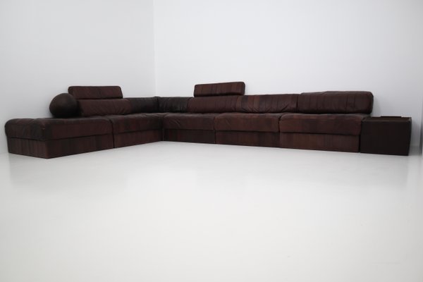 Vintage Ds88 Modular Brown Leather Patchwork Sofa From De Sede Vintage Ds88 Modular Brown Leather Patchwork Sofa From De Sede