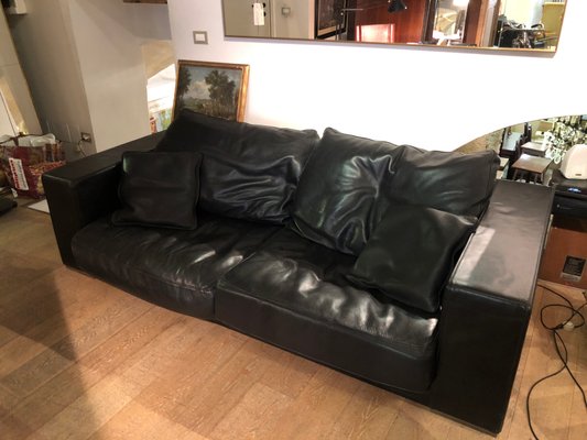 Vintage Budapest Black Leather Sofa By Paola Navone For Baxter Vintage Budapest Black Leather Sofa By Paola Navone For Baxter