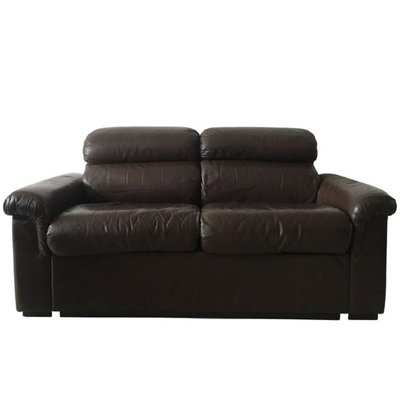 Vintage Finnish Leather 2 Seater Sofa, Overstuffed Leather Sofa