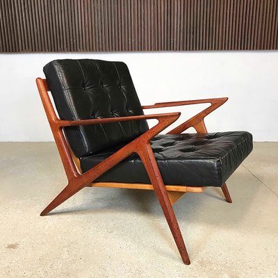 Z Chair In Leather Teak By Poul Jensen For Selig 1950s