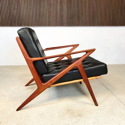 Z Chair In Leather Teak By Poul Jensen For Selig 1950s
