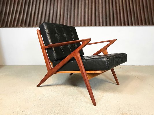 Z Chair In Leather Teak By Poul Jensen For Selig 1950s