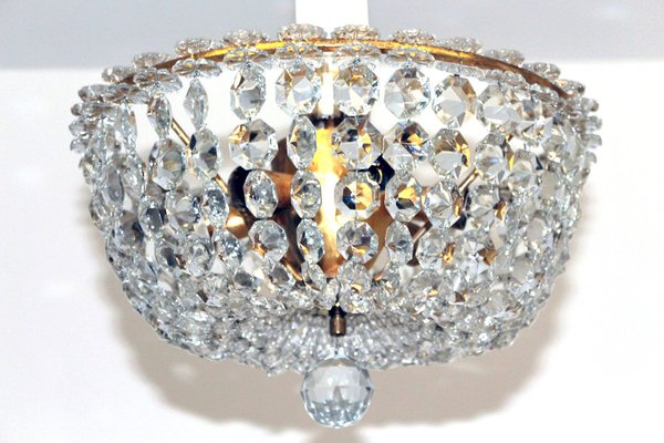 Vintage Austrian Lead Crystal, Empress Crystal Basket Chandelier