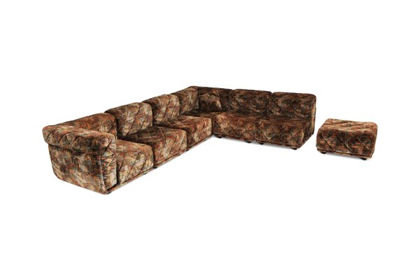 Vintage Post Modern Colored Velvet Sectional Sofa For Sale At Pamono