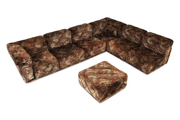 Vintage Post Modern Colored Velvet Sectional Sofa For Sale At Pamono