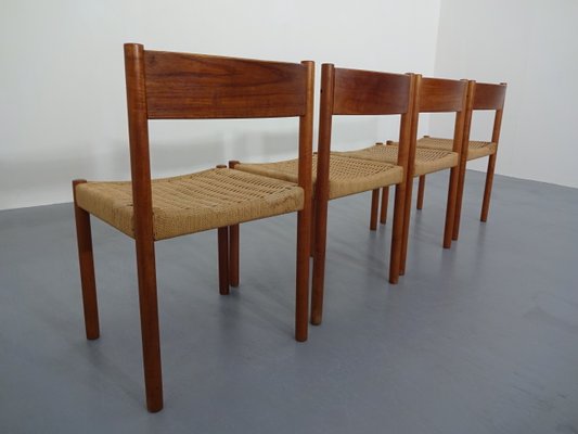 Teak & Papercord Dining Chairs by Poul M. Volther for Frem Teak & Papercord Dining Chairs by Poul M. Volther for Frem