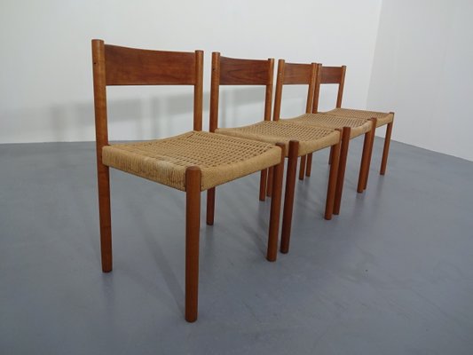 Teak Papercord Dining Chairs By Poul M Volther For Frem Røjle Teak Papercord Dining Chairs By Poul M Volther For Frem Røjle 1960s